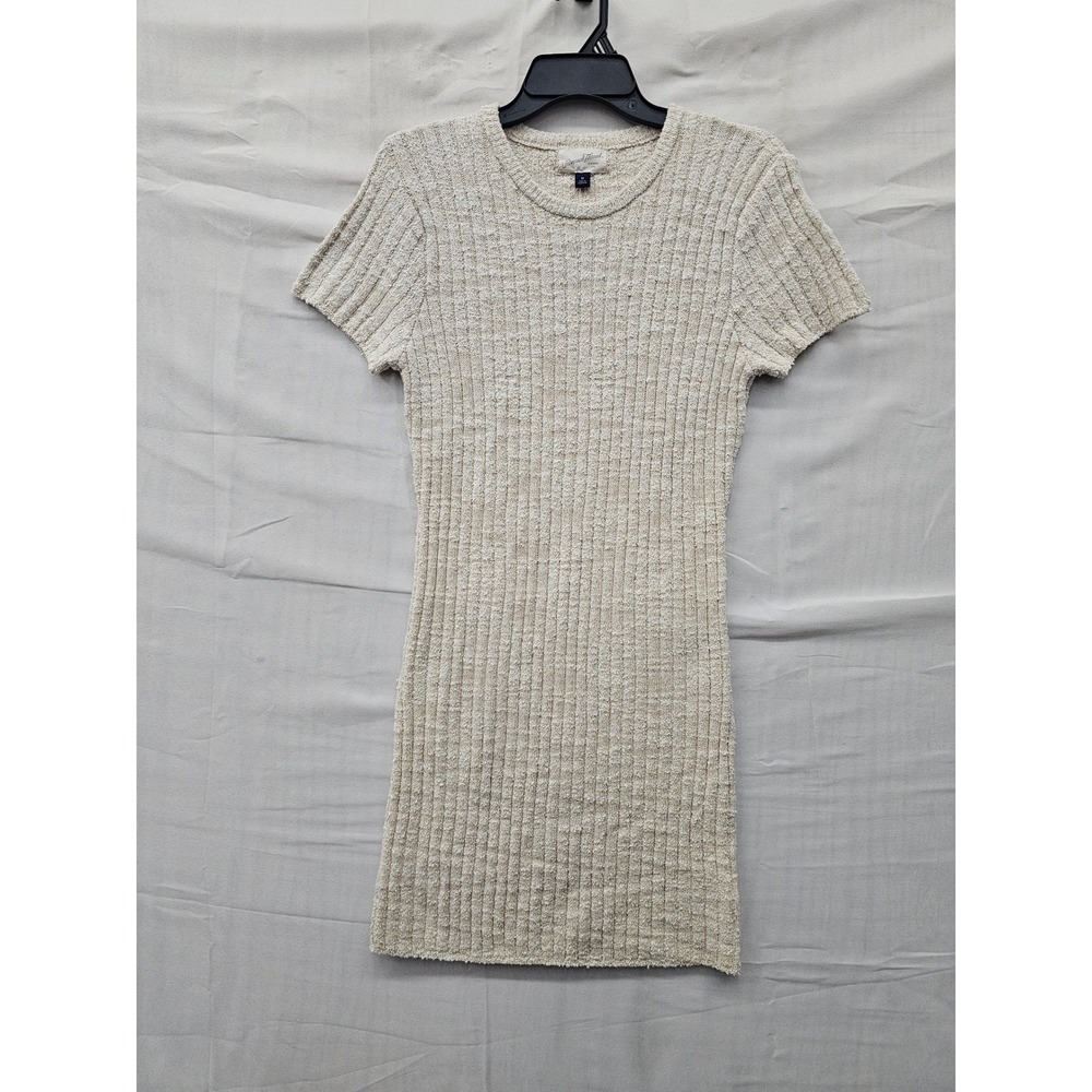 Universal Thread Womens Ribbed Knit Mini Dress Oatmeal Cotton Size Medium